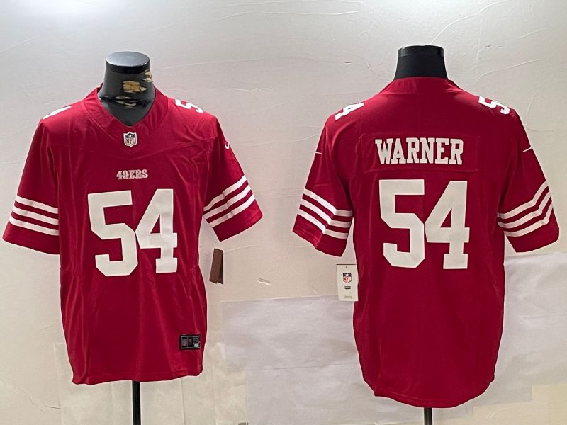 Men San Francisco 49ers #54 Warner Red Three generations 2024 Nike Vapor Limited NFL Jersey style 1